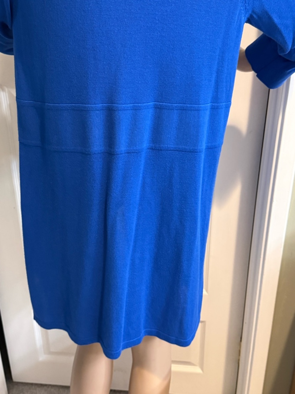 Chicos Size 2 L Long Open Cardigan Duster Lightweight Blue Tight Knit Comfy - Picture 7 of 13